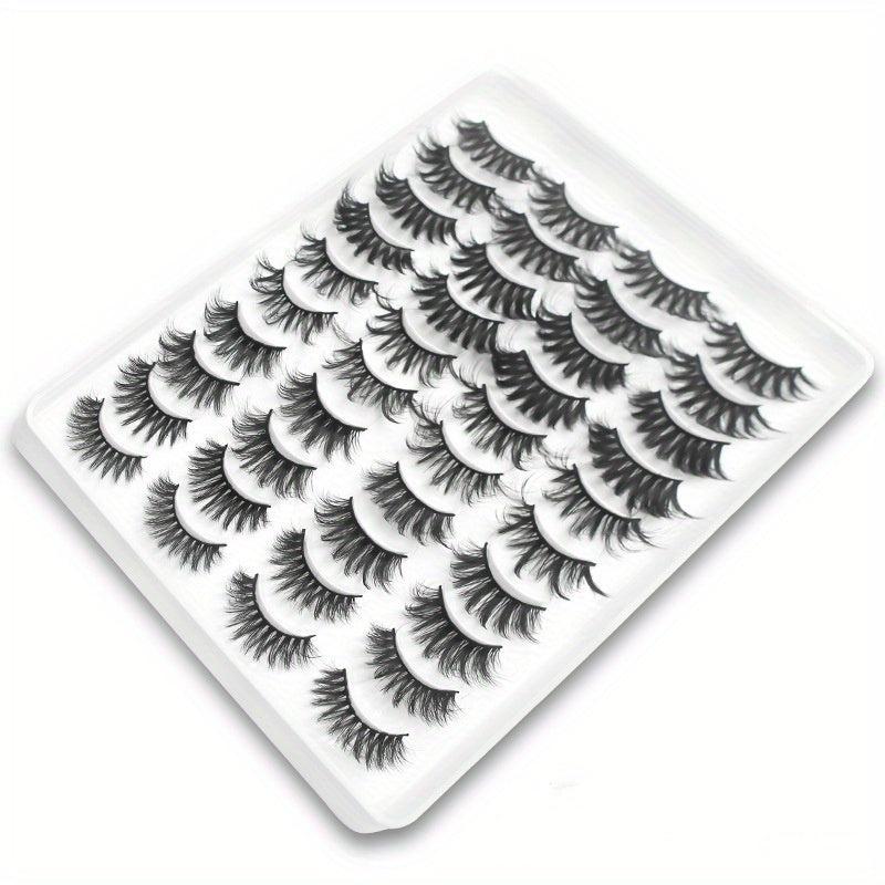 20 Pairs 3D Mink Lashes Curly Crisscross Layer False Eyelashes Natural Look