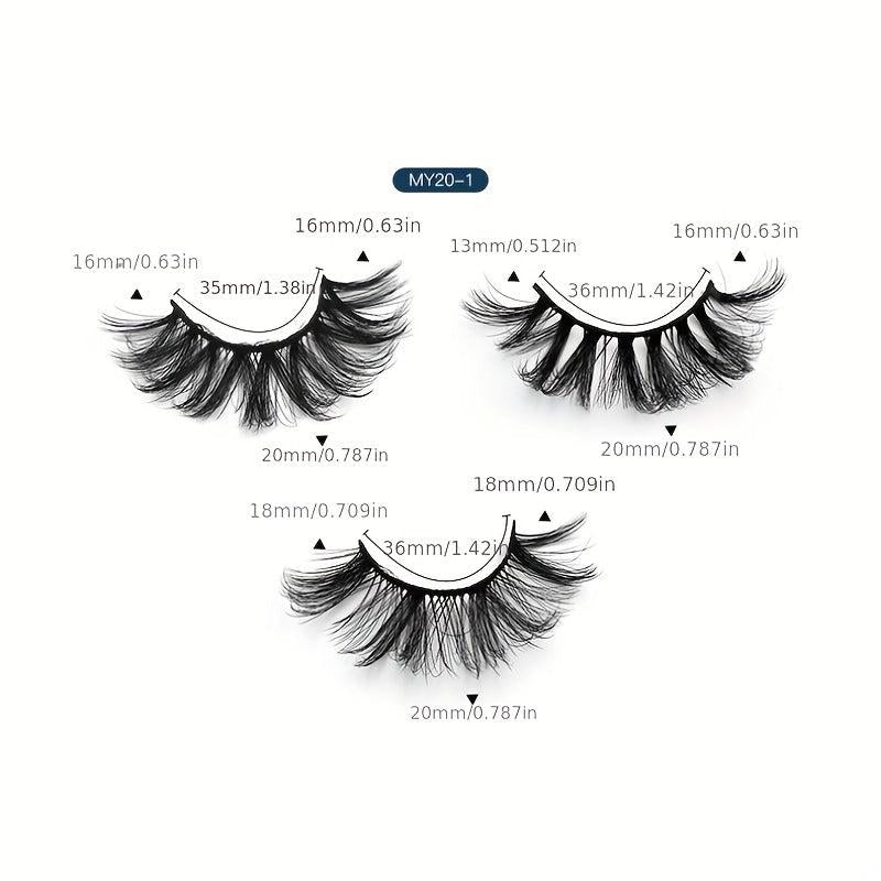 20 Pairs Fluffy Mink Lashes False Eyelashes Dramatic Look Makeup Extension
