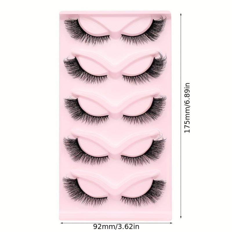 5 Pairs Cat Eye Winged False Eyelashes Natural Thick 3D Lash Extension