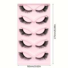 5 Pairs Cat Eye Winged False Eyelashes Natural Thick 3D Lash Extension