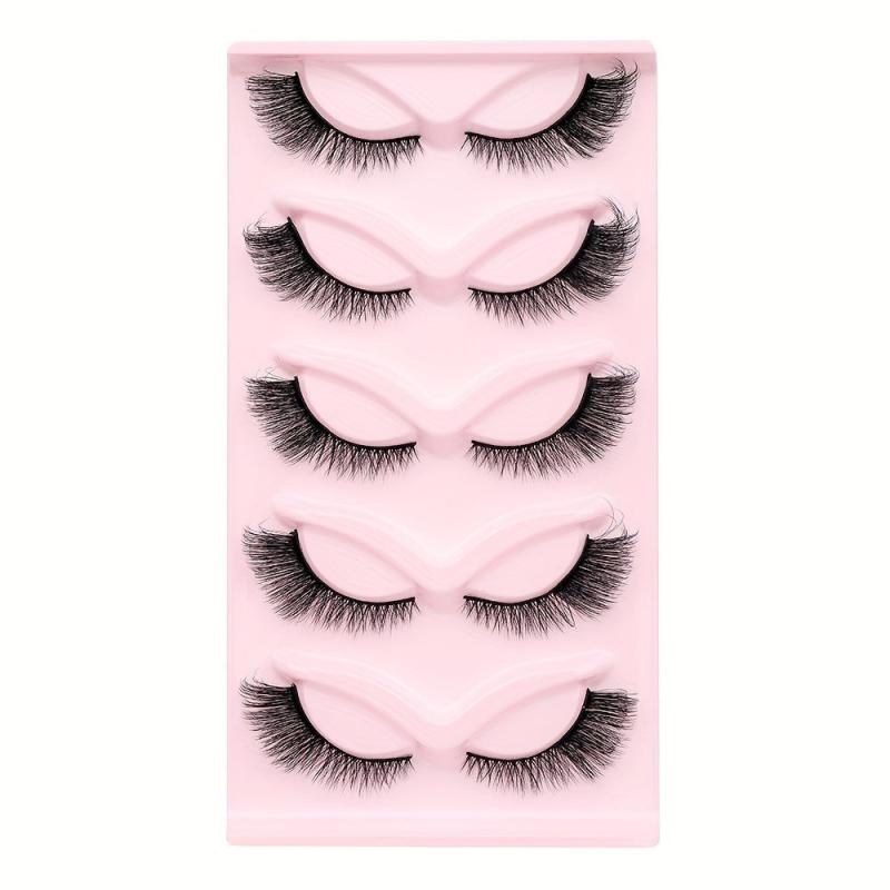 5 Pairs Cat Eye Winged False Eyelashes Natural Thick 3D Lash Extension