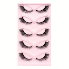 5 Pairs Cat Eye Winged False Eyelashes Natural Thick 3D Lash Extension