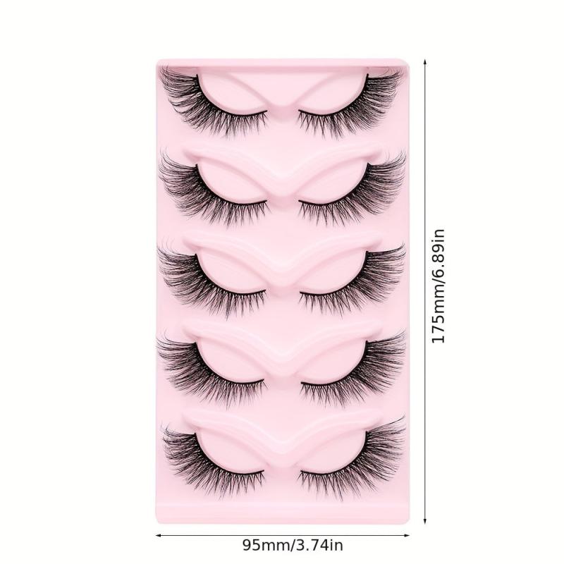 5 Pairs Cat Eye Lashes Winged End False Eyelashes 14mm