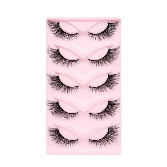 5 Pairs Cat Eye Lashes Winged End False Eyelashes 14mm