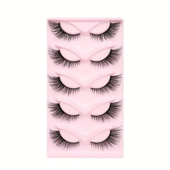 5 Pairs Cat Eye Lashes Winged End False Eyelashes 14mm