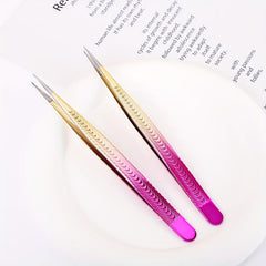 Colorful Straight Tip Tweezers Precision Lash Tweezers For Eyelash Extensions