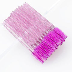 50 Pcs Multicolor Crystal Mascara Eyelash Brushes Eyebrow Wands