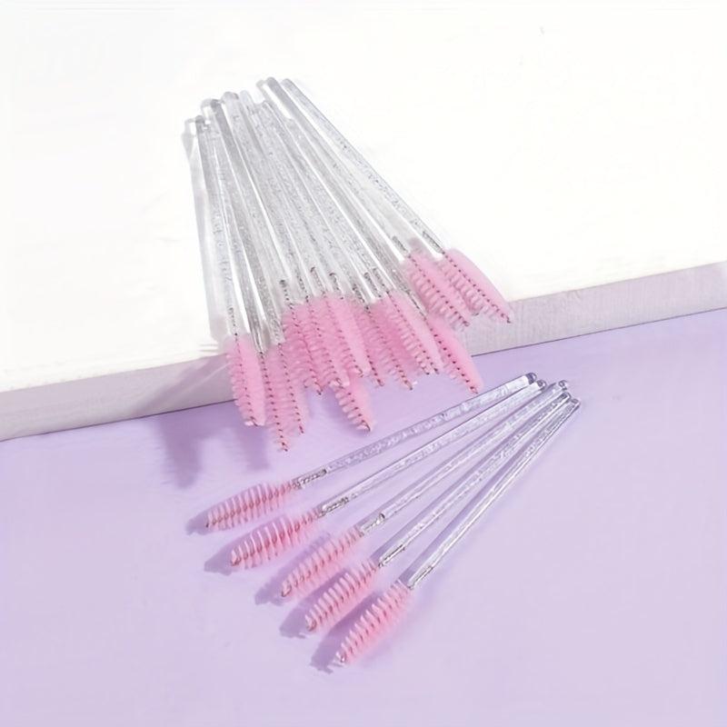 50 Pcs Multicolor Crystal Mascara Eyelash Brushes Eyebrow Wands