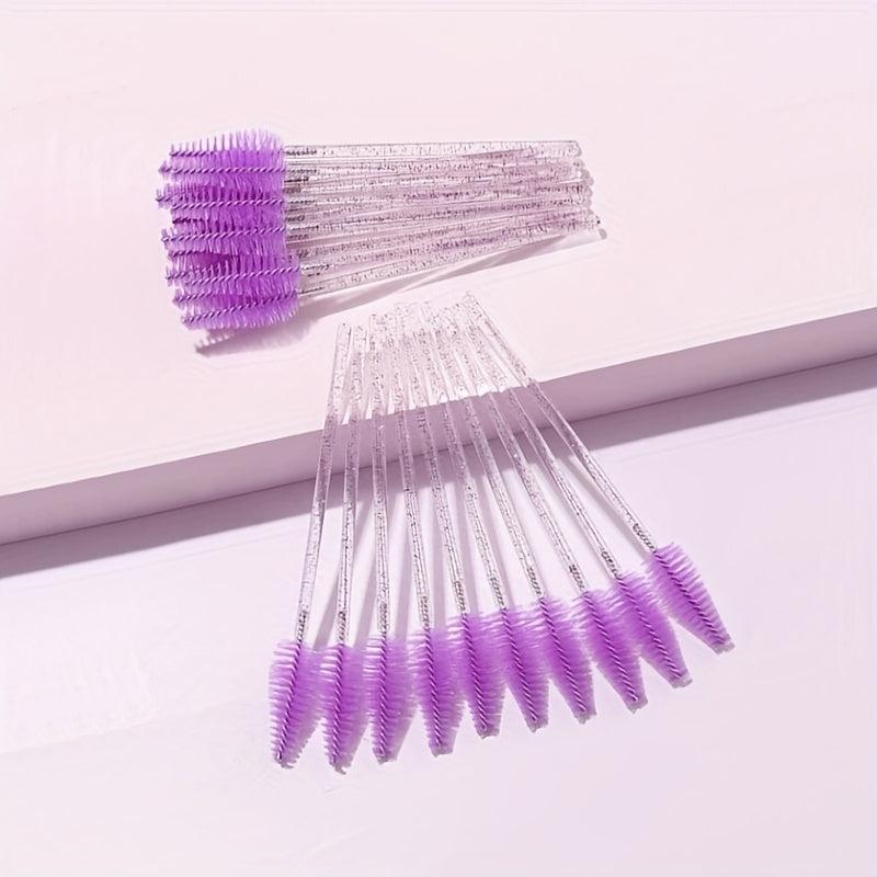 50 Pcs Multicolor Crystal Mascara Eyelash Brushes Eyebrow Wands