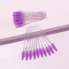 50 Pcs Multicolor Crystal Mascara Eyelash Brushes Eyebrow Wands