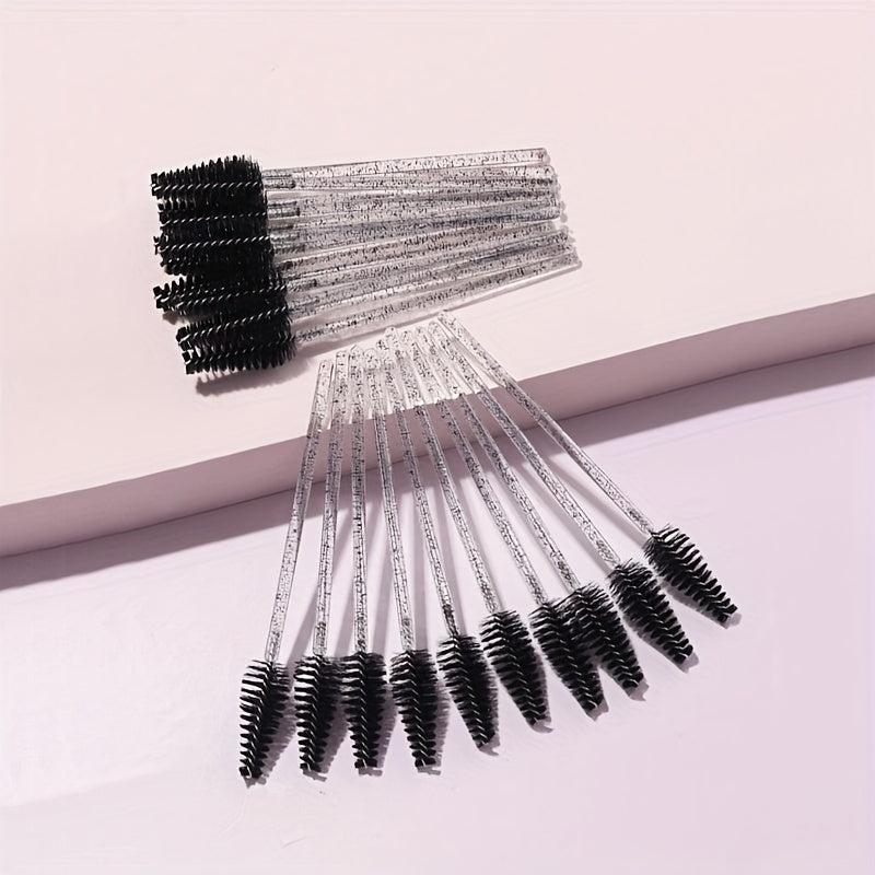 50 Pcs Multicolor Crystal Mascara Eyelash Brushes Eyebrow Wands