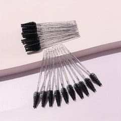 50 Pcs Multicolor Crystal Mascara Eyelash Brushes Eyebrow Wands