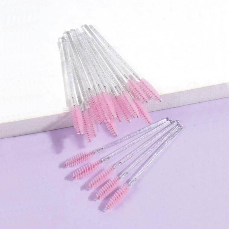 50 Pcs Multicolor Crystal Mascara Eyelash Brushes Eyebrow Wands