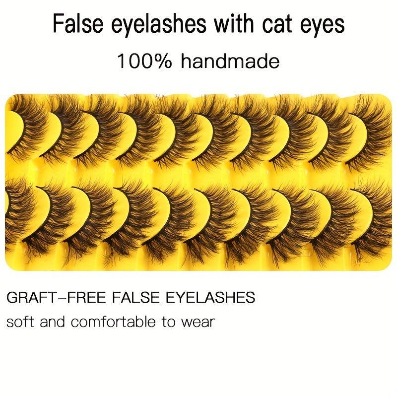 10 Pairs Cat's Eye 3D Messy Curled Mink Hair False Eyelashes