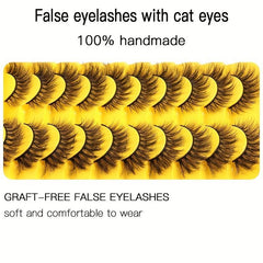 10 Pairs Cat's Eye 3D Messy Curled Mink Hair False Eyelashes