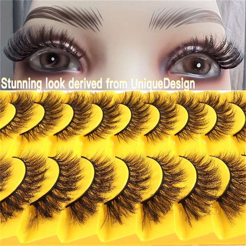 10 Pairs Cat's Eye 3D Messy Curled Mink Hair False Eyelashes