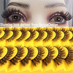 10 Pairs Cat's Eye 3D Messy Curled Mink Hair False Eyelashes