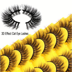 10 Pairs Cat's Eye 3D Messy Curled Mink Hair False Eyelashes