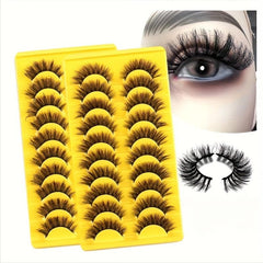 10 Pairs Cat's Eye 3D Messy Curled Mink Hair False Eyelashes