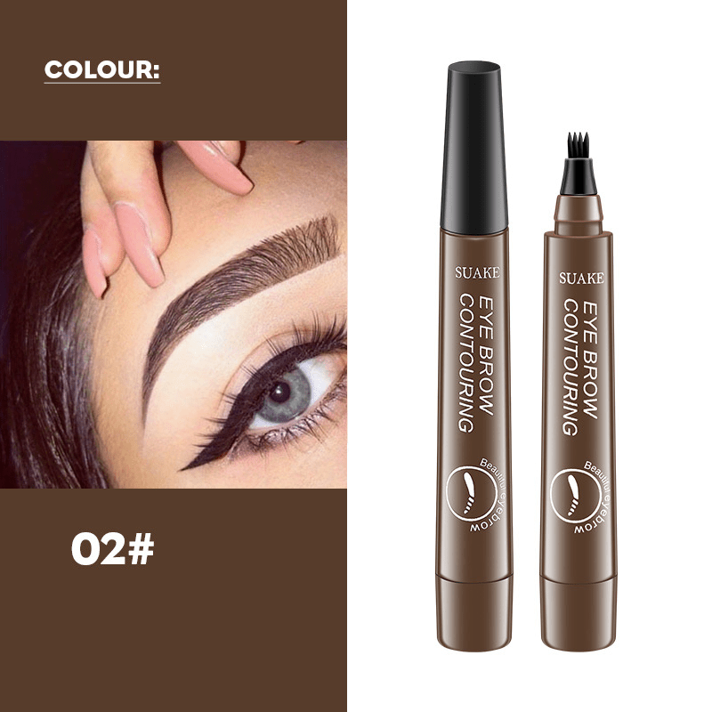 4-Tipped Waterproof Eyebrow Pen with Micro Fork Tip