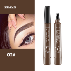 4-Tipped Waterproof Eyebrow Pen with Micro Fork Tip