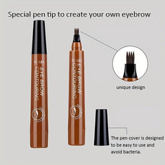 4-Tipped Waterproof Eyebrow Pen with Micro Fork Tip