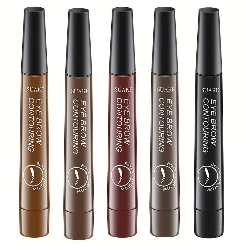 4-Tipped Waterproof Eyebrow Pen with Micro Fork Tip