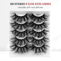 5 Pairs 8D Fluffy False Eyelashes Dramatic Thick Mink Makeup