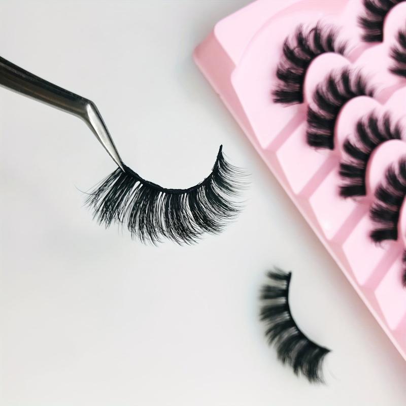 7 Pairs Faux Mink False Eyelashes Natural Cluster Look Fluffy Volume