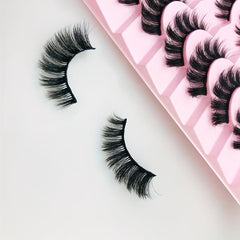 7 Pairs Faux Mink False Eyelashes Natural Cluster Look Fluffy Volume