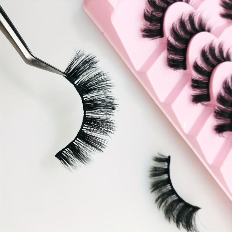 7 Pairs Faux Mink False Eyelashes Natural Cluster Look Fluffy Volume