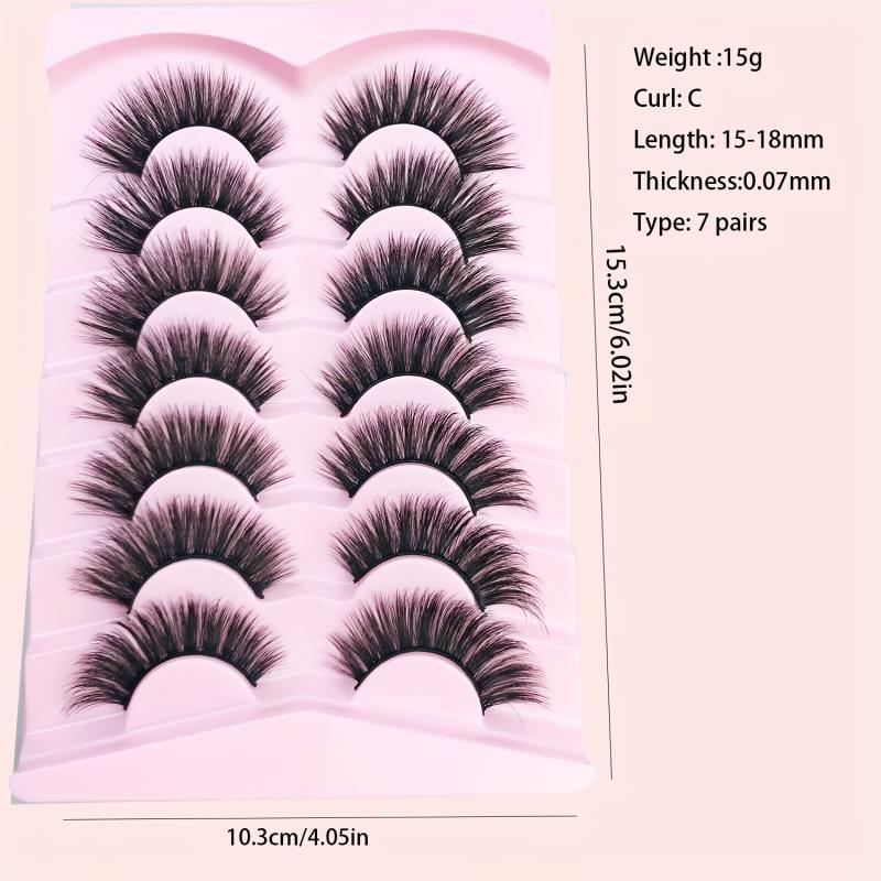 7 Pairs Faux Mink False Eyelashes Natural Cluster Look Fluffy Volume
