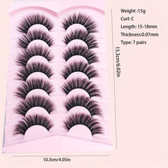 7 Pairs Faux Mink False Eyelashes Natural Cluster Look Fluffy Volume