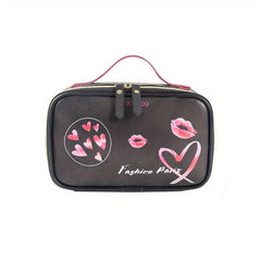 Heart Stripe Pattern Cosmetic Bag Storage Bag Travel Portable Makeup Organizer
