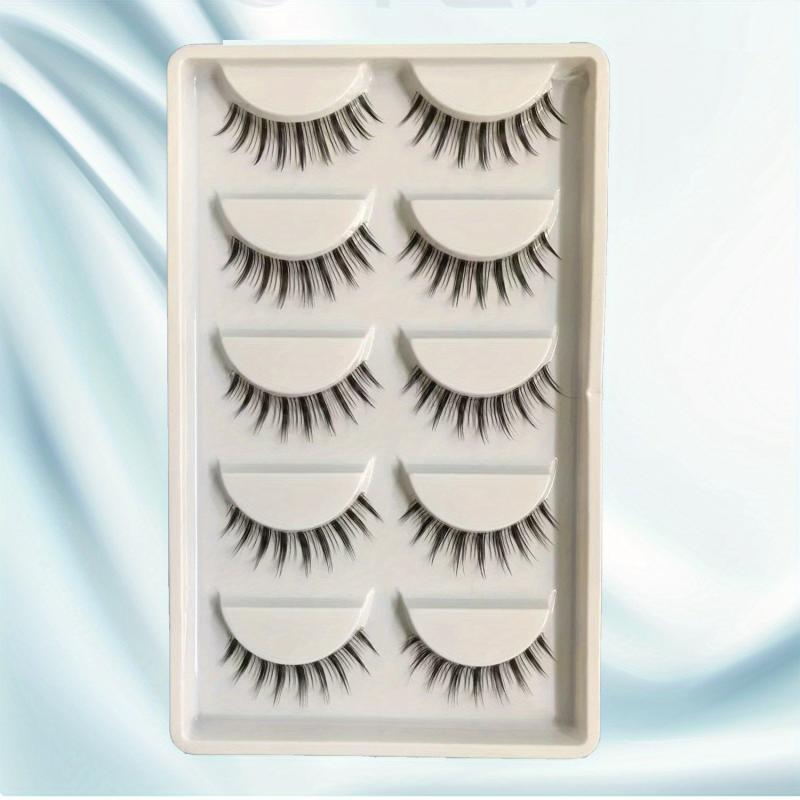 5 Pairs Natural False Eyelashes Lightweight Pointed Cat Eye Manga Lashes