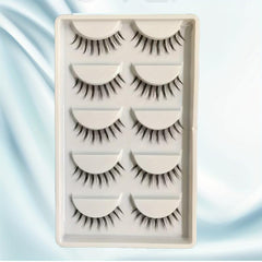 5 Pairs Natural False Eyelashes Lightweight Pointed Cat Eye Manga Lashes