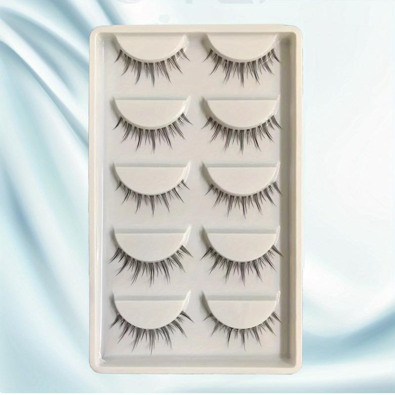 5 Pairs Natural False Eyelashes Lightweight Pointed Cat Eye Manga Lashes