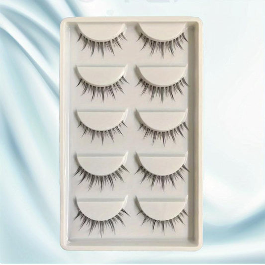 5 Pairs Natural False Eyelashes Lightweight Pointed Cat Eye Manga Lashes