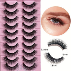 Slim Cat Eye Fox Eye Faux Mink Eyelashes 10 Pairs 3D 12mm 16mm