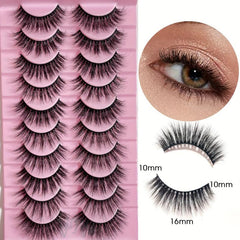 Slim Cat Eye Fox Eye Faux Mink Eyelashes 10 Pairs 3D 12mm 16mm