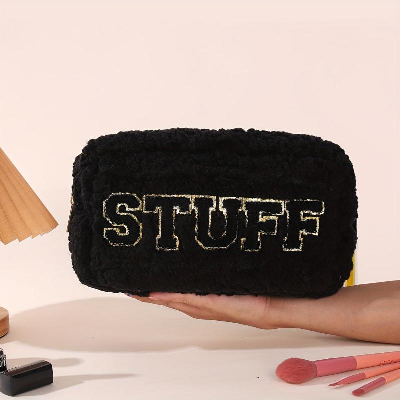 Chenille Patch Makeup Bag Portable Organizer for Toiletries