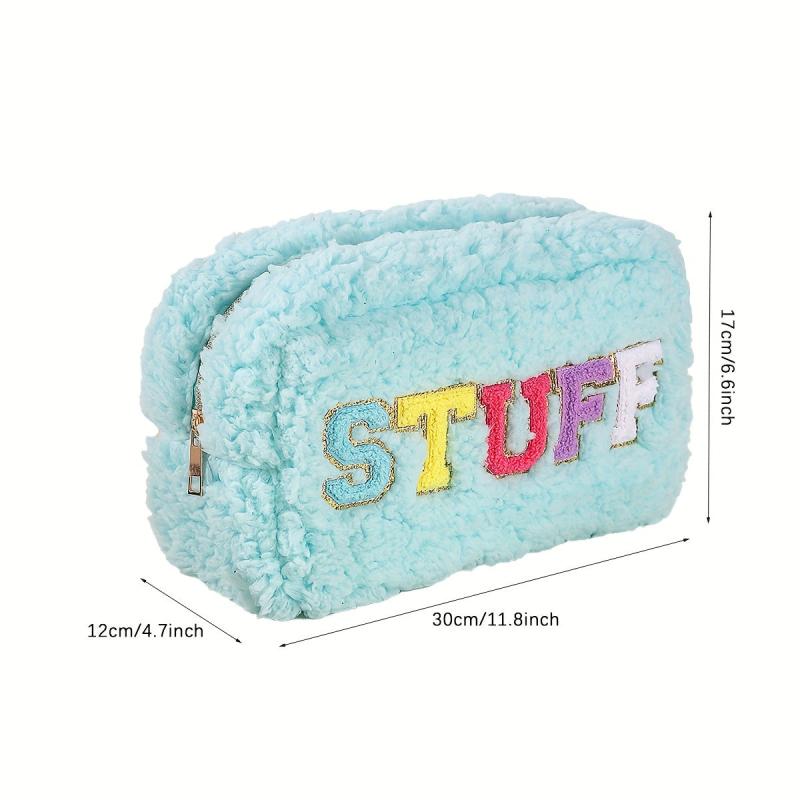 Chenille Patch Makeup Bag Portable Organizer for Toiletries