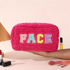 Chenille Patch Makeup Bag Portable Organizer for Toiletries