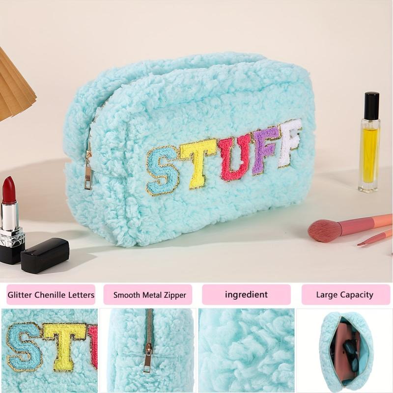 Chenille Patch Makeup Bag Portable Organizer for Toiletries