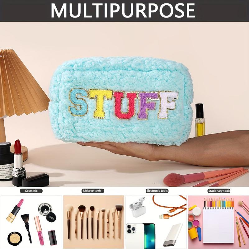 Chenille Patch Makeup Bag Portable Organizer for Toiletries