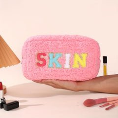 Chenille Patch Makeup Bag Portable Organizer for Toiletries