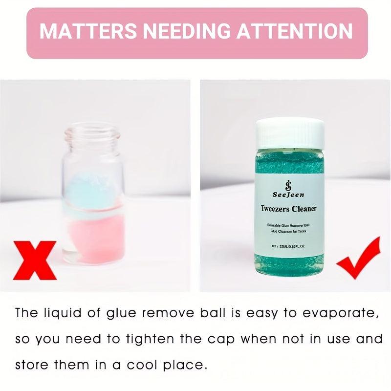Jeen Tweezers Cleaner for Eyelash Glue Remover - 2 Spongeballs bottle