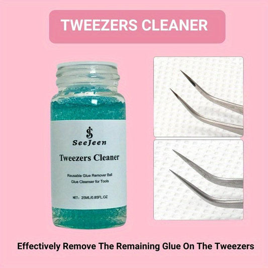 Jeen Tweezers Cleaner for Eyelash Glue Remover - 2 Spongeballs bottle