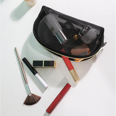 Transparent Mesh Cosmetic Bag With Handle Portable Large Capacity Toiletry Bag