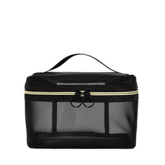 Transparent Mesh Cosmetic Bag With Handle Portable Large Capacity Toiletry Bag